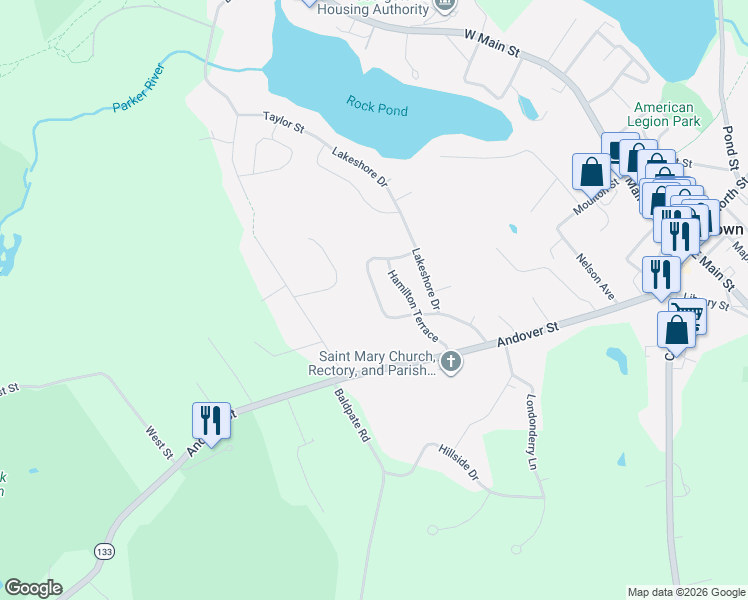 map of restaurants, bars, coffee shops, grocery stores, and more near 32 Bradford Loop in Georgetown