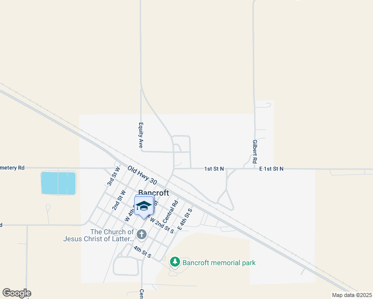 map of restaurants, bars, coffee shops, grocery stores, and more near 31 2nd South in Bancroft