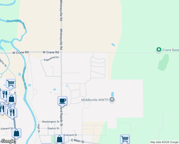 map of restaurants, bars, coffee shops, grocery stores, and more near 917 Pinecreek in Hastings
