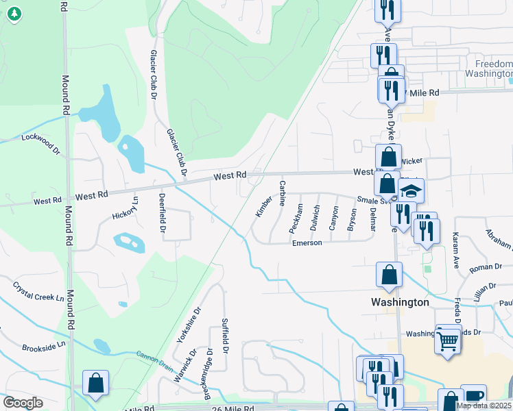 map of restaurants, bars, coffee shops, grocery stores, and more near 58267 Kimber in Washington