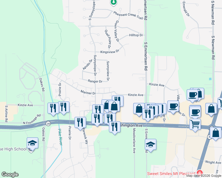 map of restaurants, bars, coffee shops, grocery stores, and more near 6540 Mariner Drive in Mount Pleasant