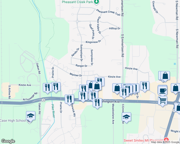 map of restaurants, bars, coffee shops, grocery stores, and more near 6540 Mariner Drive in Mount Pleasant