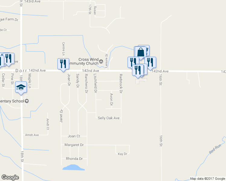 map of restaurants, bars, coffee shops, grocery stores, and more near 1663 Sherwood Avenue in Dorr