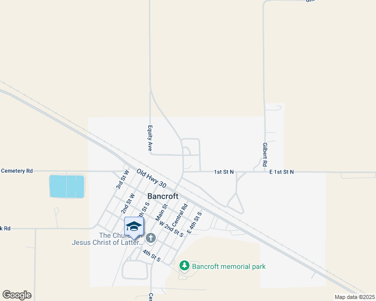 map of restaurants, bars, coffee shops, grocery stores, and more near 31 2nd South in Bancroft