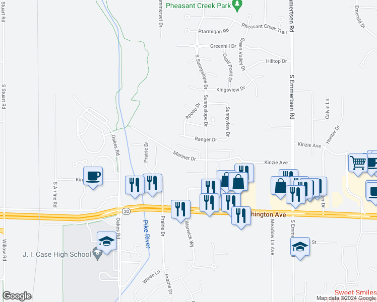 map of restaurants, bars, coffee shops, grocery stores, and more near 6740 Mariner Drive in Mount Pleasant