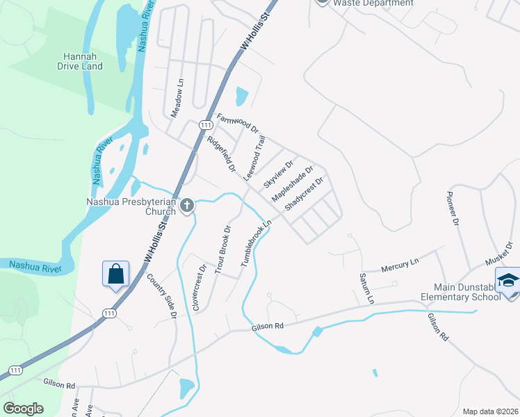 map of restaurants, bars, coffee shops, grocery stores, and more near 31 Ridgefield Drive in Nashua