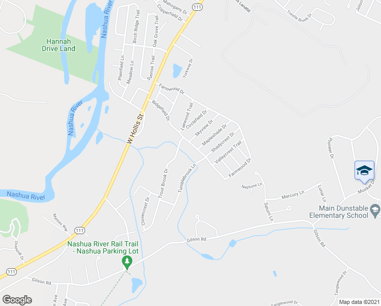 map of restaurants, bars, coffee shops, grocery stores, and more near 31 Ridgefield Drive in Nashua