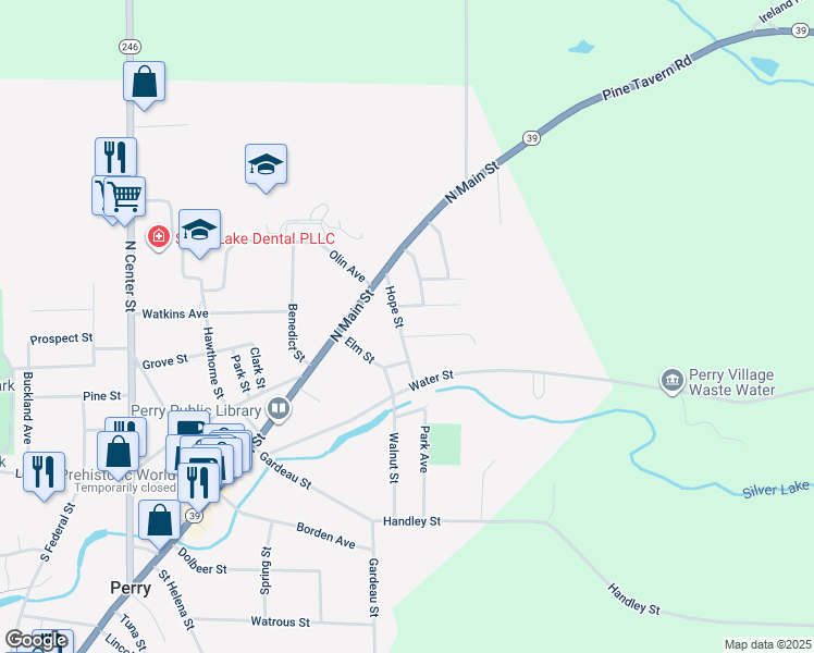 map of restaurants, bars, coffee shops, grocery stores, and more near 39 Hope Street in Perry
