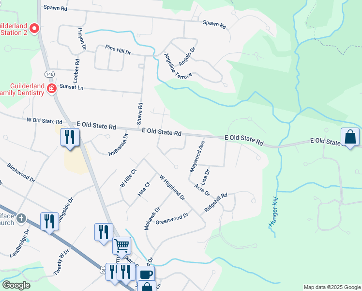 map of restaurants, bars, coffee shops, grocery stores, and more near 304 Polsinelli Drive in Schenectady