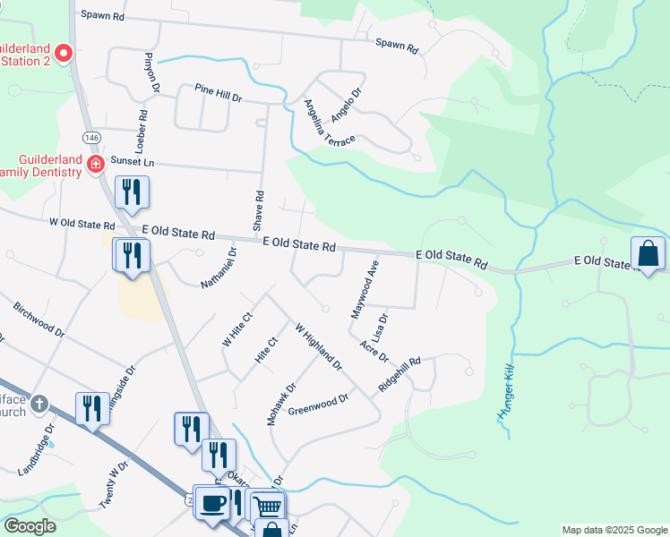 map of restaurants, bars, coffee shops, grocery stores, and more near 304 Polsinelli Drive in Schenectady