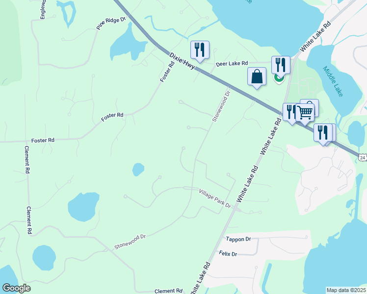 map of restaurants, bars, coffee shops, grocery stores, and more near 7123 Oak Ridge Court in Independence charter Township