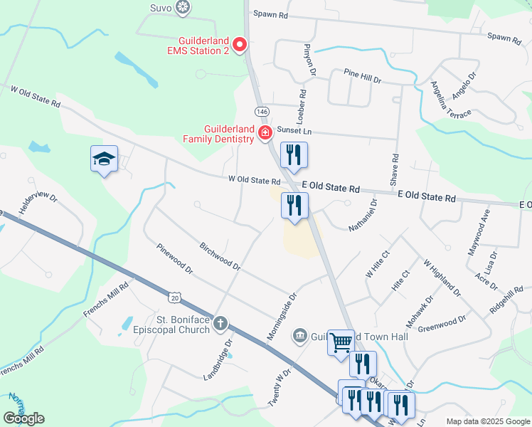 map of restaurants, bars, coffee shops, grocery stores, and more near 319 Parkview Drive in Schenectady