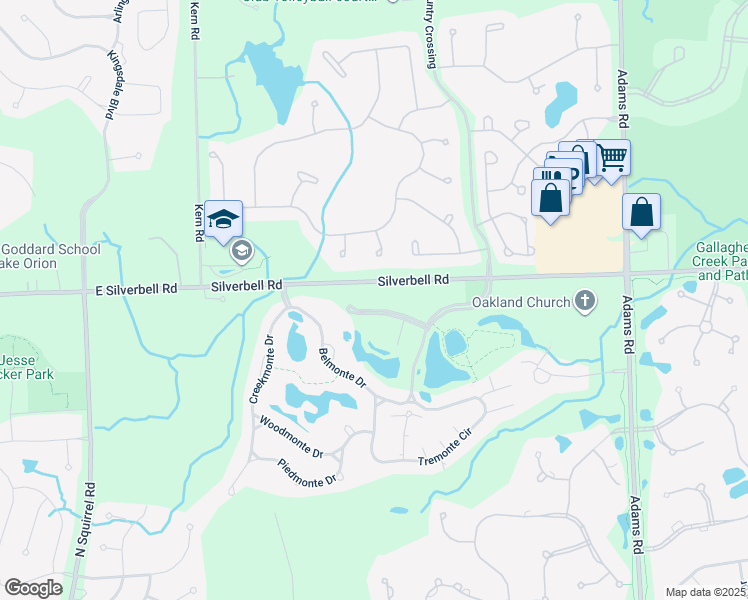 map of restaurants, bars, coffee shops, grocery stores, and more near 3609 Oakmonte Boulevard in Rochester