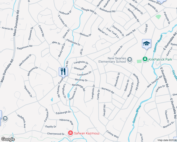 map of restaurants, bars, coffee shops, grocery stores, and more near in Nashua