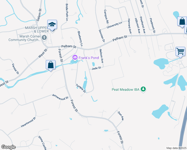 map of restaurants, bars, coffee shops, grocery stores, and more near 3 Jade Street in Methuen