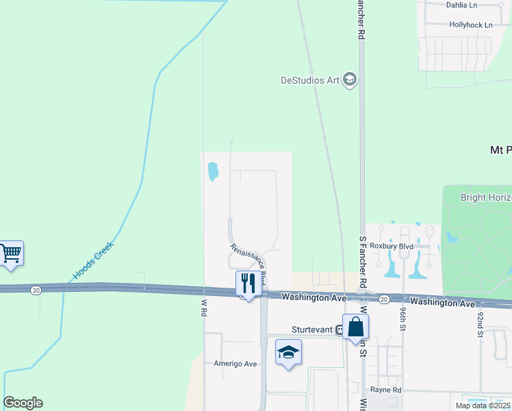 map of restaurants, bars, coffee shops, grocery stores, and more near 901 Renaissance Boulevard in Mount Pleasant