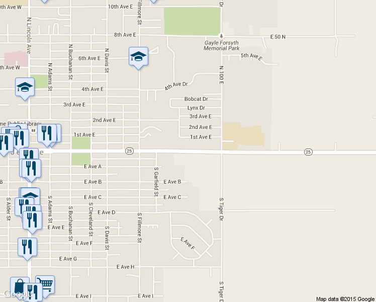 map of restaurants, bars, coffee shops, grocery stores, and more near 908 East Main Street in Jerome