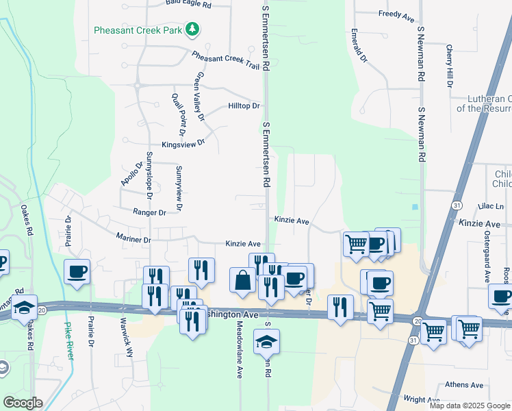 map of restaurants, bars, coffee shops, grocery stores, and more near 6221 Haven Avenue in Mount Pleasant
