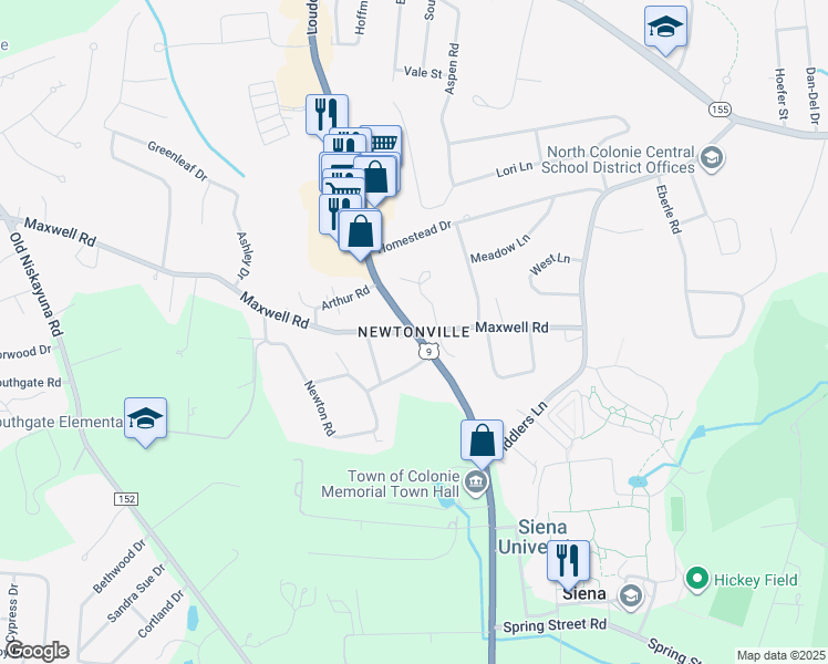 map of restaurants, bars, coffee shops, grocery stores, and more near in Albany County