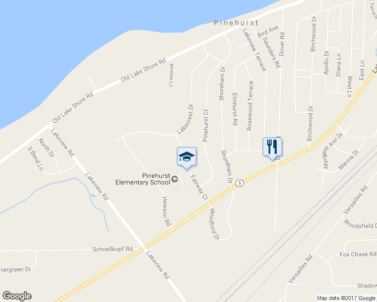 map of restaurants, bars, coffee shops, grocery stores, and more near 5979 Fairway Court in Lake View