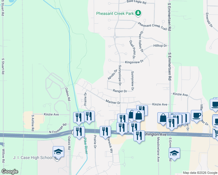 map of restaurants, bars, coffee shops, grocery stores, and more near 6737 Explorer Drive in Mount Pleasant