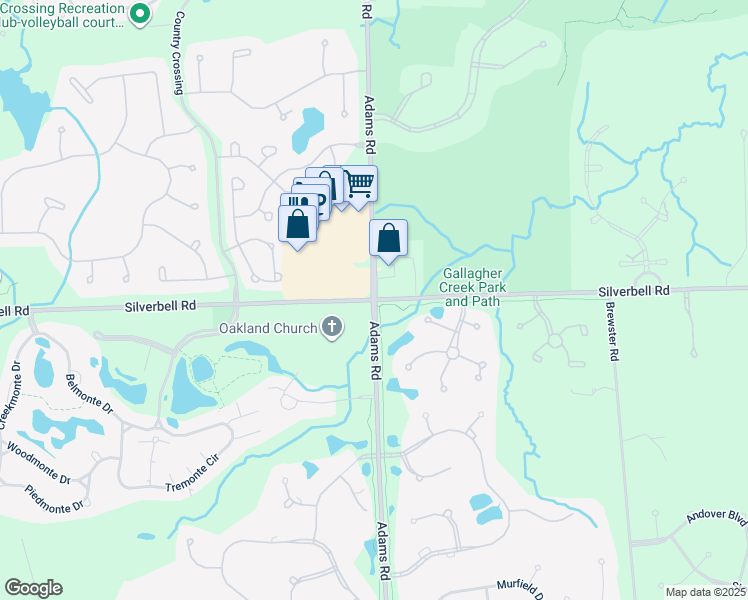 map of restaurants, bars, coffee shops, grocery stores, and more near Adams Rd & Silver Bell Rd in Oakland Charter Township