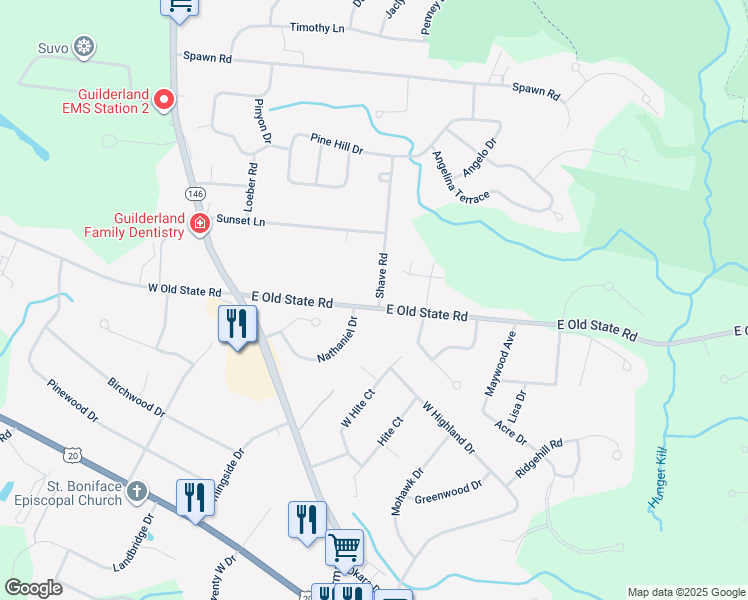 map of restaurants, bars, coffee shops, grocery stores, and more near 3065 East Old State Road in Schenectady