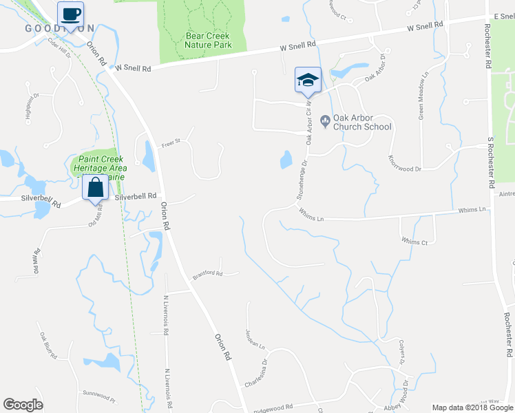 map of restaurants, bars, coffee shops, grocery stores, and more near 5072 Stonehenge Drive in Rochester