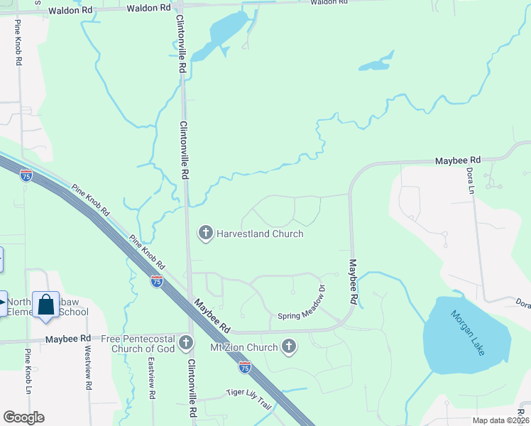 map of restaurants, bars, coffee shops, grocery stores, and more near 4550 Ava Lane in Clarkston