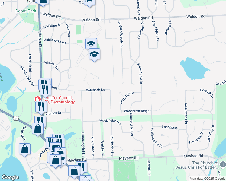 map of restaurants, bars, coffee shops, grocery stores, and more near 6079 Eastlawn Avenue in Independence charter Township
