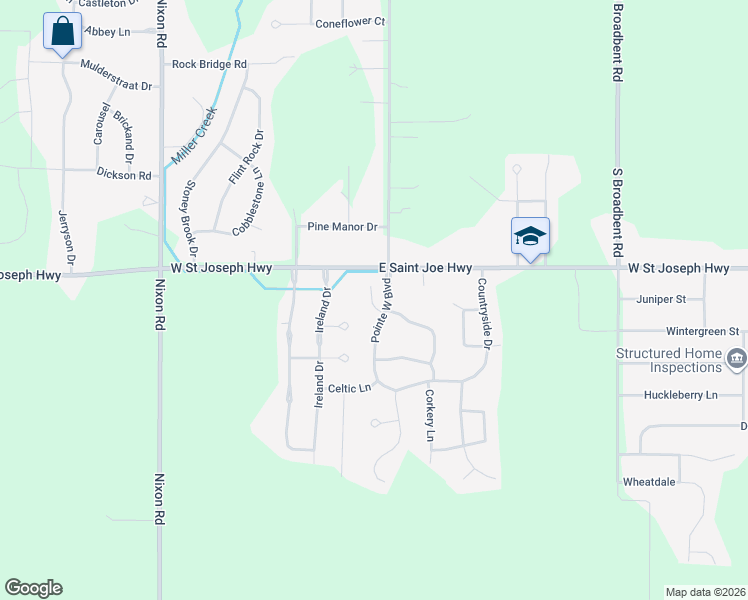 map of restaurants, bars, coffee shops, grocery stores, and more near 7524 East Saint Joe Highway in Grand Ledge