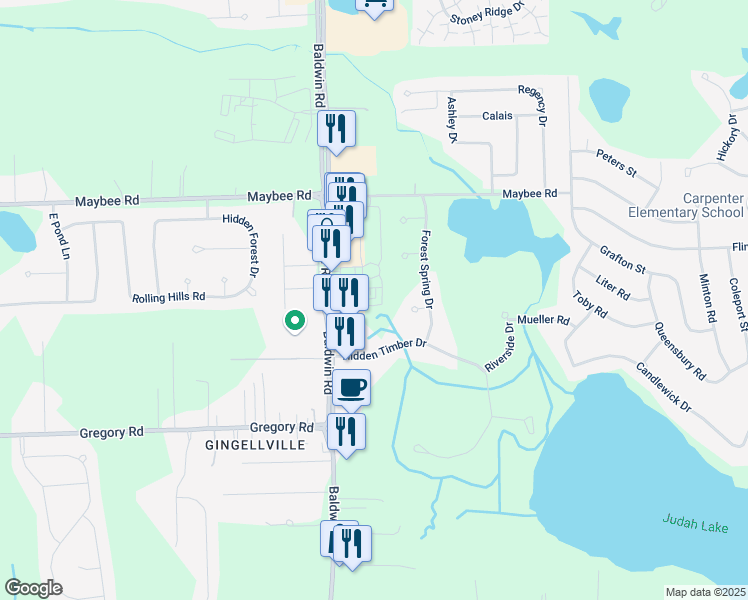 map of restaurants, bars, coffee shops, grocery stores, and more near 3706 East Madison Avenue in Orion charter Township
