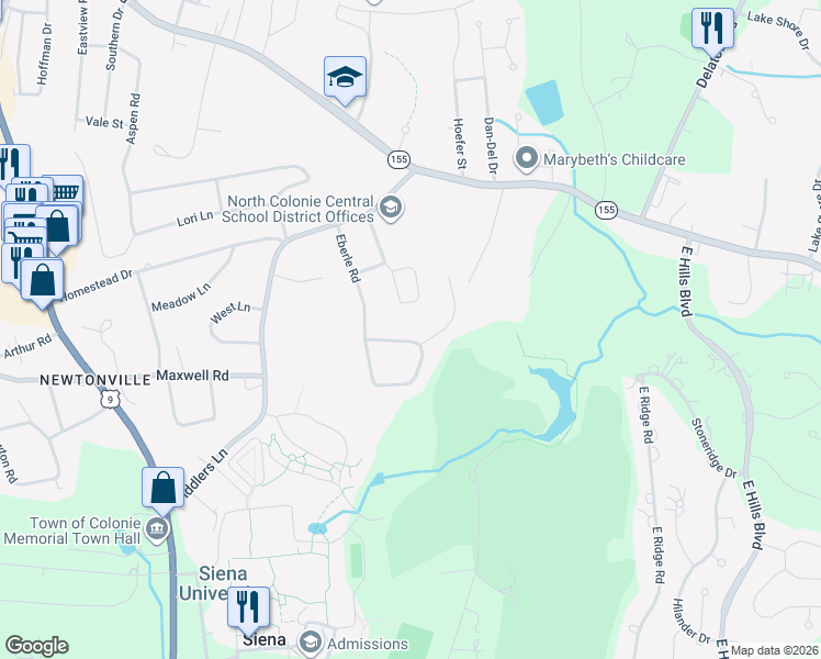 map of restaurants, bars, coffee shops, grocery stores, and more near 24 Starlight Road in Latham