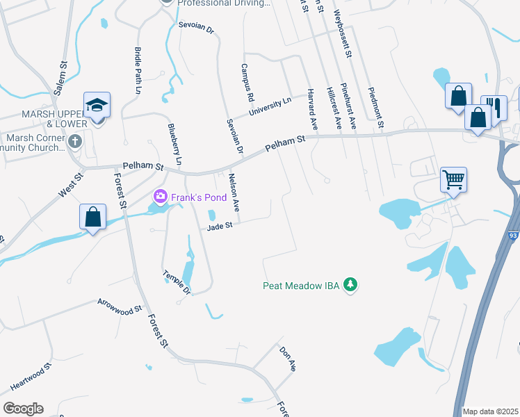 map of restaurants, bars, coffee shops, grocery stores, and more near 25 Jade Street in Methuen