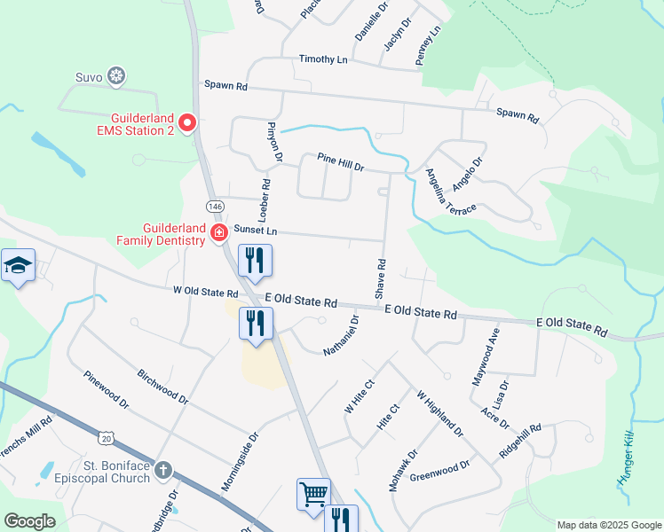 map of restaurants, bars, coffee shops, grocery stores, and more near 3064 Sunset Lane in Schenectady
