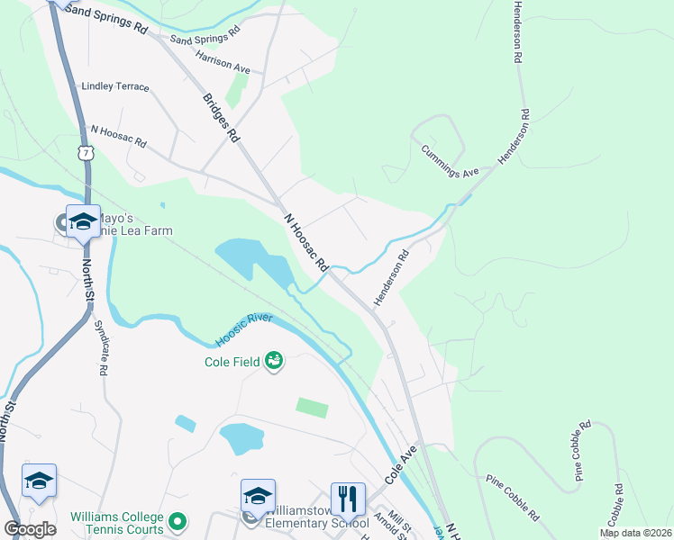 map of restaurants, bars, coffee shops, grocery stores, and more near 896-918 North Hoosac Road in Williamstown