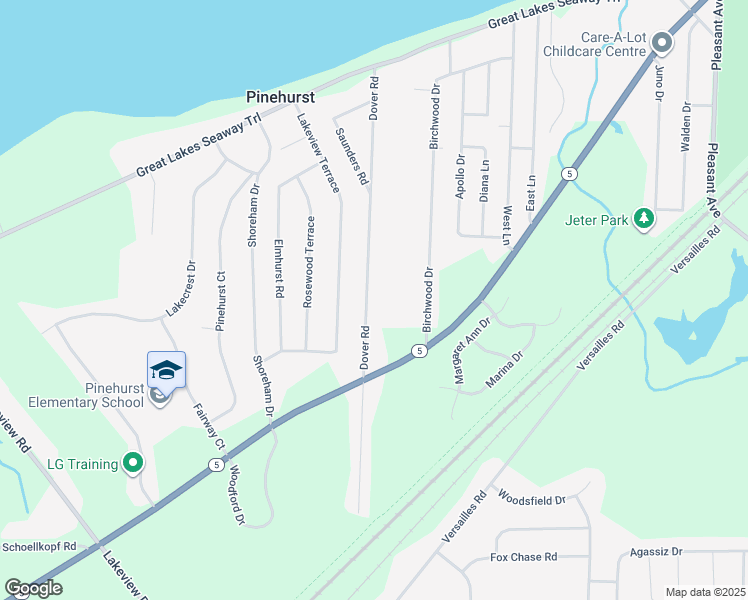 map of restaurants, bars, coffee shops, grocery stores, and more near 5879 Dover Road in Lake View
