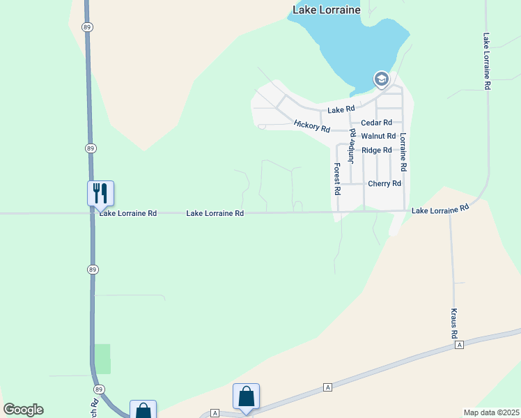 map of restaurants, bars, coffee shops, grocery stores, and more near W8892 Lake Lorraine Road in Delavan