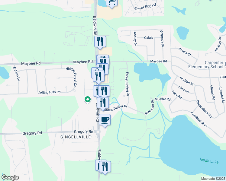 map of restaurants, bars, coffee shops, grocery stores, and more near 3706 East Madison Avenue in Orion charter Township