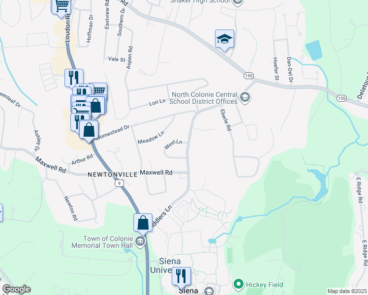 map of restaurants, bars, coffee shops, grocery stores, and more near 48 Fiddlers Lane in Latham