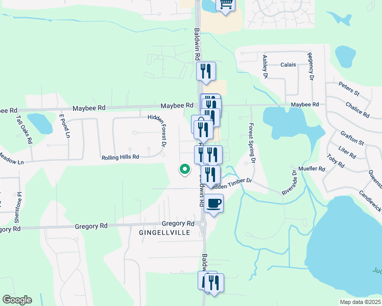 map of restaurants, bars, coffee shops, grocery stores, and more near 3331 Towne Park Drive in Orion charter Township