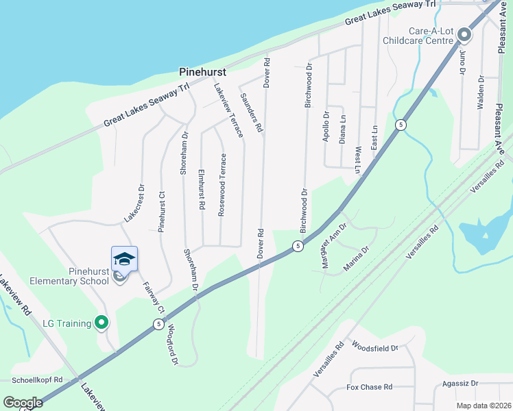 map of restaurants, bars, coffee shops, grocery stores, and more near 5879 Dover Road in Lake View