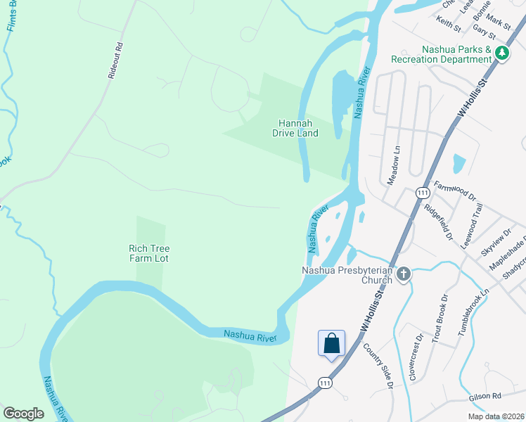 map of restaurants, bars, coffee shops, grocery stores, and more near 114 Rideout Road in Hollis
