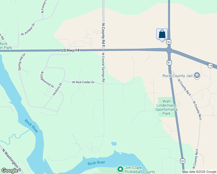 map of restaurants, bars, coffee shops, grocery stores, and more near 1941 West Red Cedar Drive in Janesville