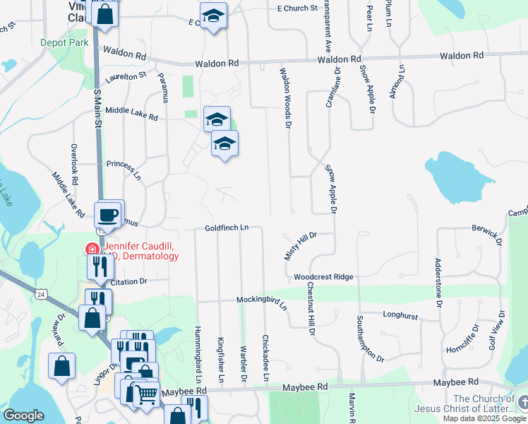 map of restaurants, bars, coffee shops, grocery stores, and more near 6079 Eastlawn Avenue in Independence charter Township