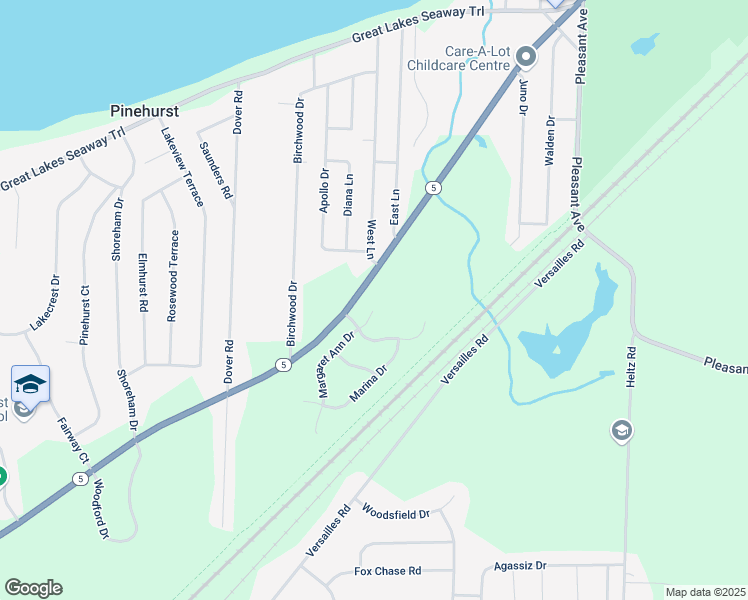 map of restaurants, bars, coffee shops, grocery stores, and more near 5904 Cavalier Court in Lake View