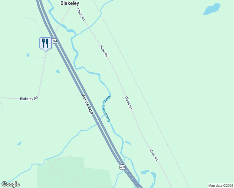 map of restaurants, bars, coffee shops, grocery stores, and more near 1415 Olean Road in South Wales