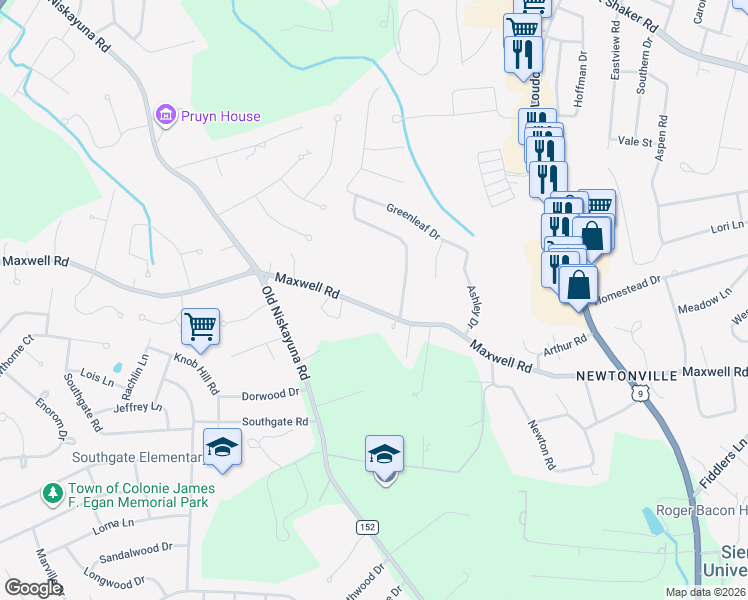 map of restaurants, bars, coffee shops, grocery stores, and more near 1 Ritannie Court in Latham
