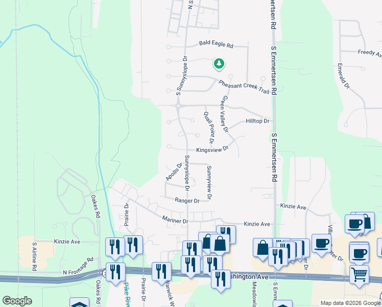 map of restaurants, bars, coffee shops, grocery stores, and more near 6649 Apollo Drive in Mount Pleasant