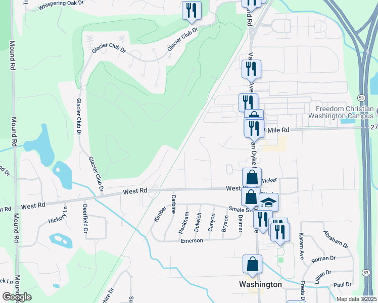 map of restaurants, bars, coffee shops, grocery stores, and more near 58720 Wallington in Washington
